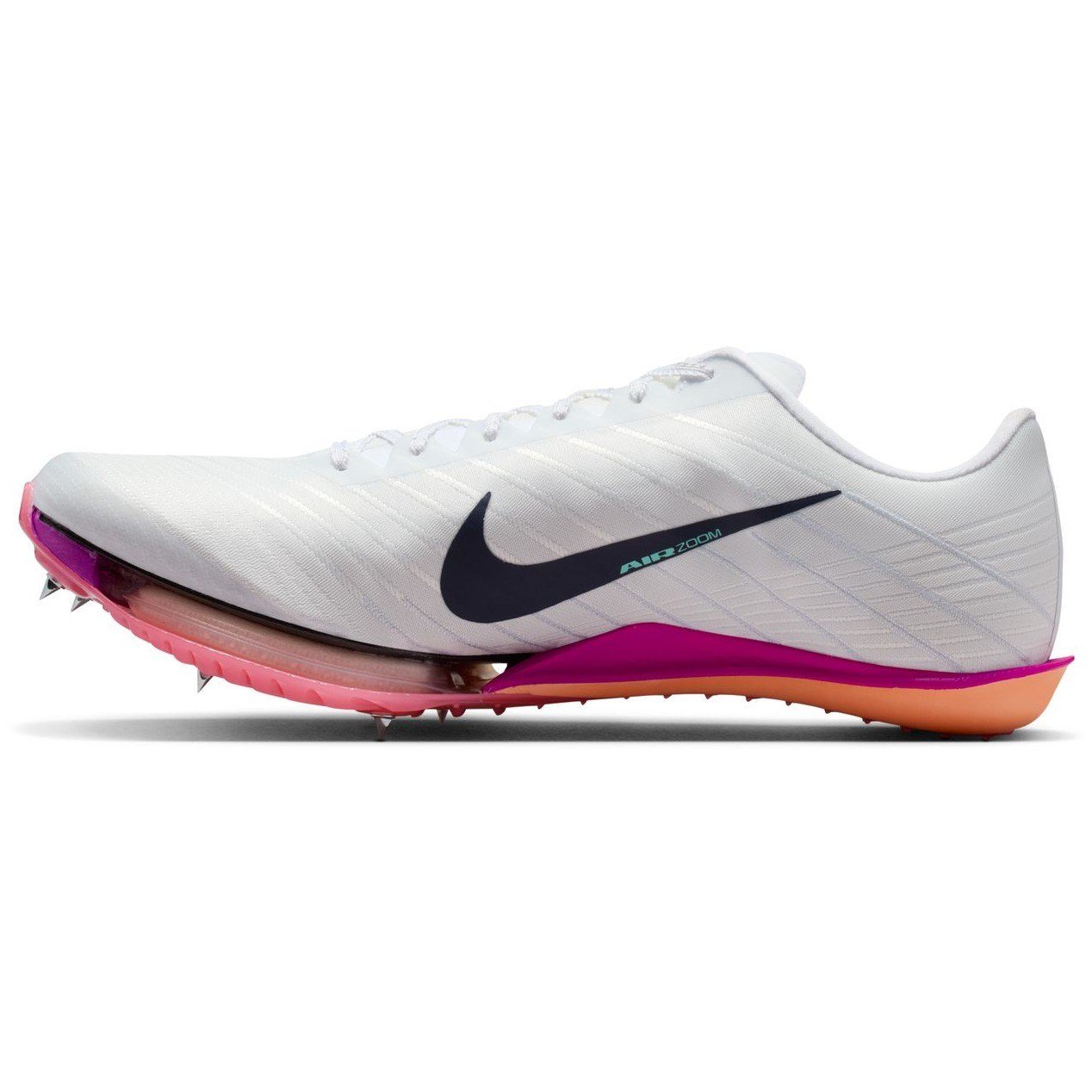 Nike Air Zoom Maxfly 2 - Unisex Track Sprint Spikes - White/Obsidian/Bright Crimson/Hyper Turq