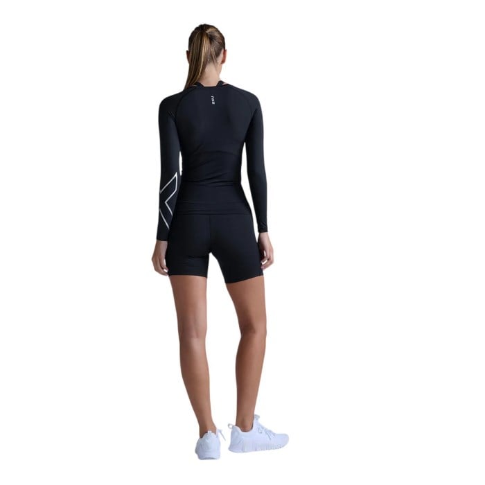 2XU Core Compression Womens Long Sleeve Running Top - Black/Silver - image 2