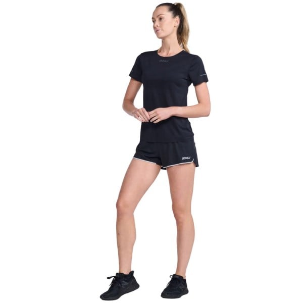 2XU Light Speed Tech Womens Running T-Shirt - Black/Black Reflective