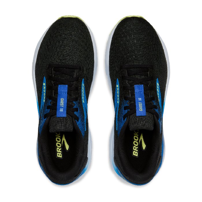 Brooks Ghost 16 - Mens Running Shoes - Black/Cobalt/Neo Yellow