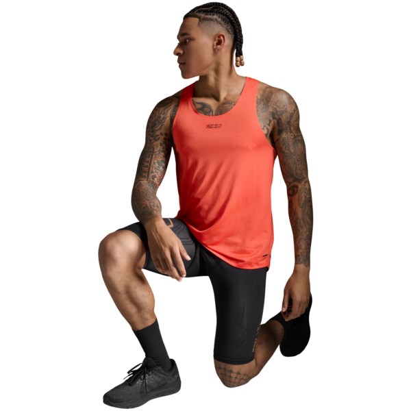 2XU Mens Light Speed Tech Singlet - Ember/Black Reflective