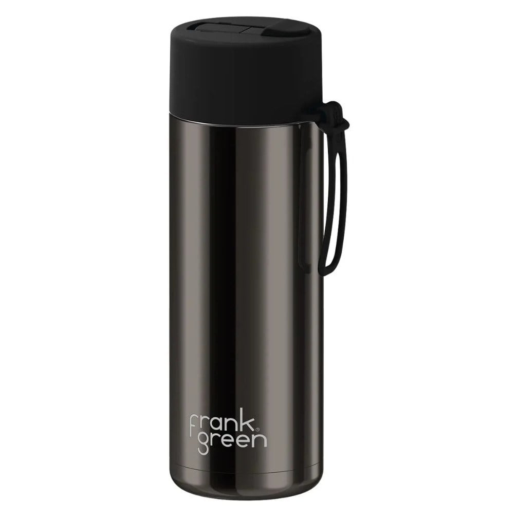 Frank Green Ceramic Reusable Bottle With Flip Straw Lid 20oz - Chrome Shadow/Midnight - image 5