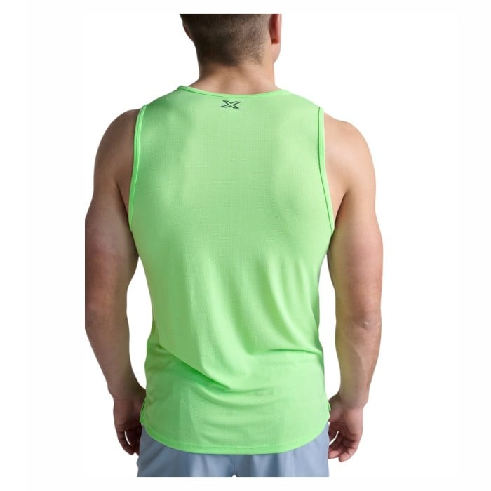 2XU Aero Mesh Mens Running Tank Top - Lime Zest/Black Reflective - image 2