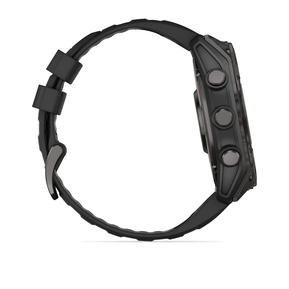 Garmin Fenix 8 51mm AMOLED Sapphire Edition Titanium Watch - Carbon Grey DLC Titanium with - Carbon Grey DLC Titanium with Black/Pebble Grey Silicone Band - image 6