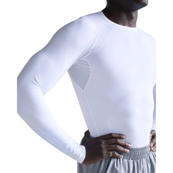 2XU Core Compression Mens Long Sleeve Running Top - White/White