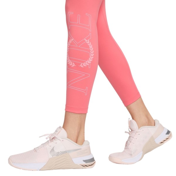 Nike One Mid-Rise Graphic Womens Training Tights - Sea Coral/Oxygen Purple