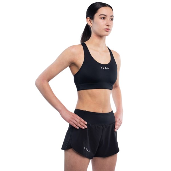 Sub4 Fast Split Womens Running Shorts Zip Pocket - Black