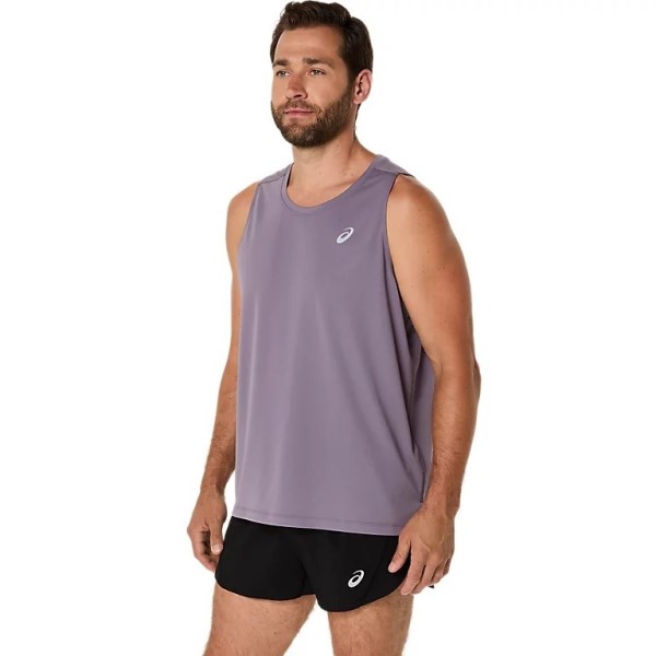 Asics Silver Mens Running Tank Top - Performance Black - Lavender/Grey