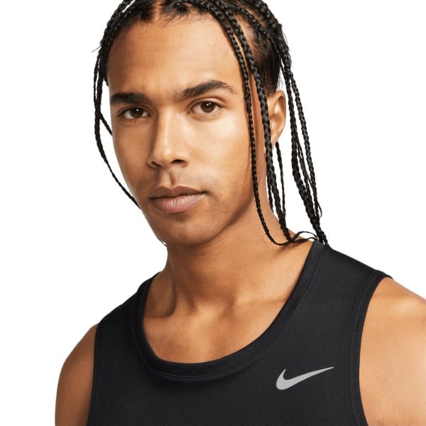 Nike Dri-Fit Miler Mens Running Tank Top - Black/Reflective Silver