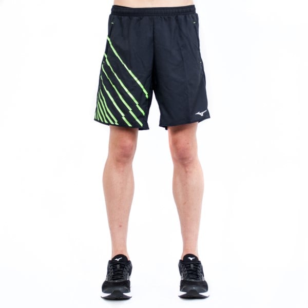 Mizuno Venture Square 8.5 Inch Mens Running Shorts - Black/Green Gecko