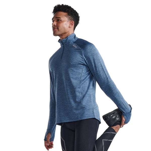 2XU Ignition 1/4 Zip Mens Long Sleeve Running Top - Stormy/Silver Reflective