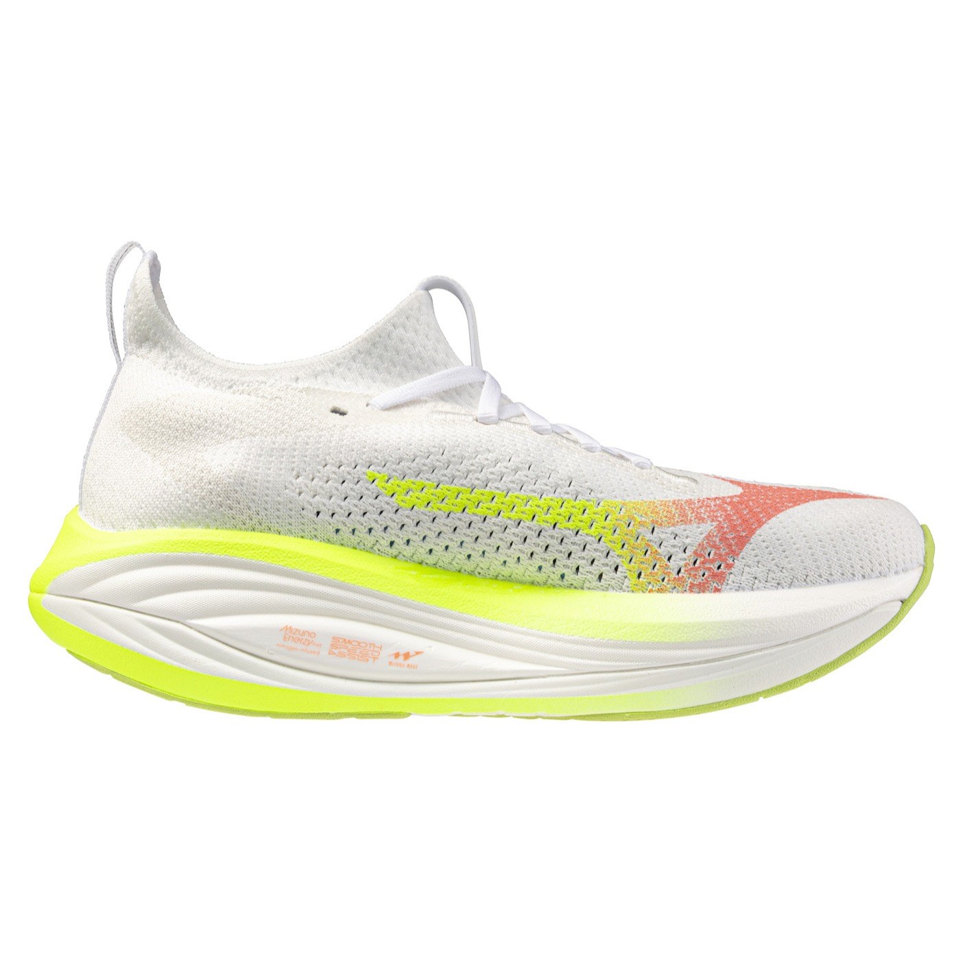 Mizuno Neo Vista 3 - Womens Running Shoes - White/Flamingo Coral/Lime Pulp - image 2