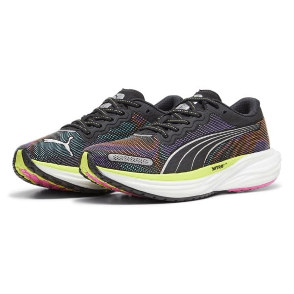 Puma Deviate Nitro 2 Psychedelic Rush - Womens Running Shoes - Black/Lime Pow/Poison Pink
