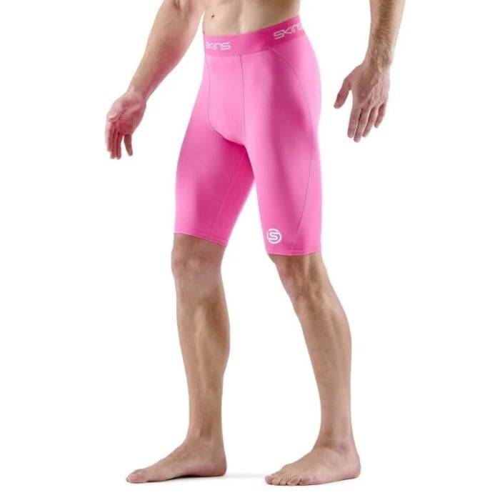 Skins Series-1 Mens Compression Half Tights - Bright Pink - image 3
