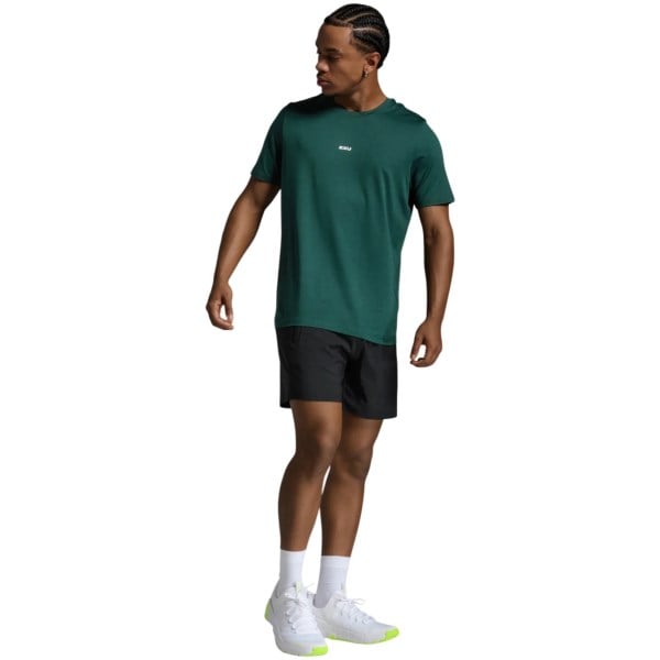 2XU Motion Soft Jersey Mens T-Shirt - Dark Moss/White