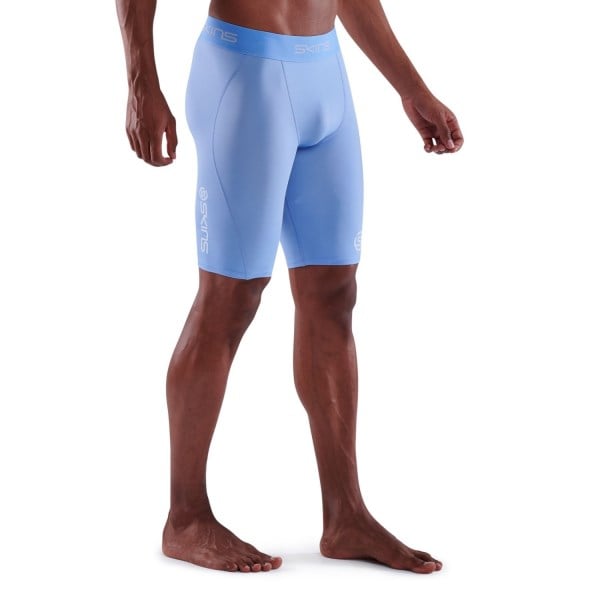 Skins Series-1 Mens Compression Half Tights - Sky Blue