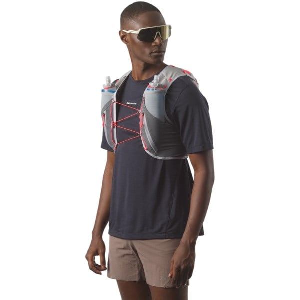 Salomon ADV Skin 12 Set Unisex Trail Running Vest With Flasks - Castlerock/Alloy/Neon Flame