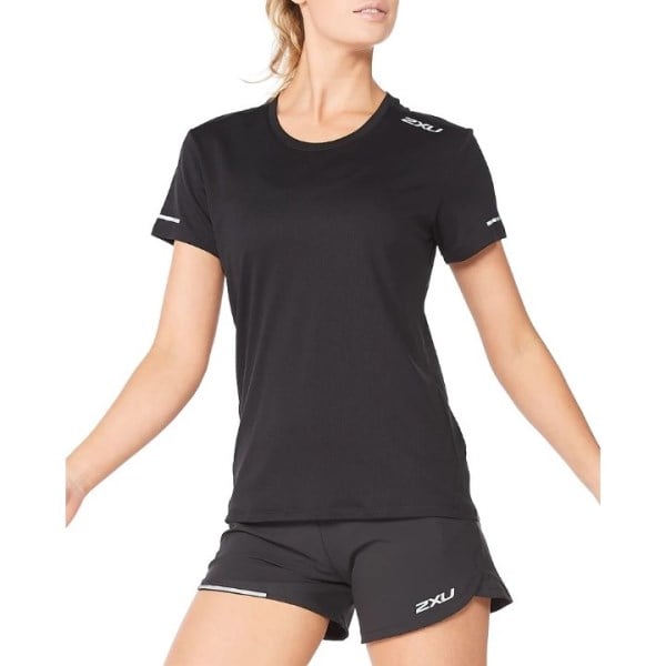 2XU Aero Womens Running T-Shirt - Black/Silver Reflective