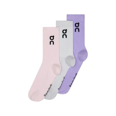 On Running Crew Logo Sock High - 3 Pack - Orchid/Bloom