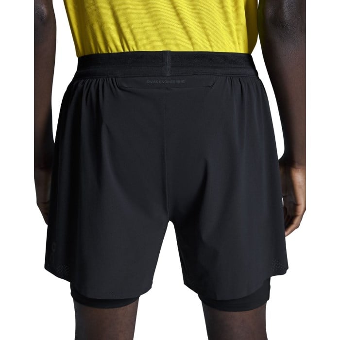 On Performance Mens 5 Inch 2-In-1 Running Shorts - Black