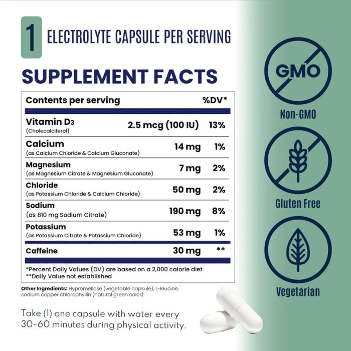 SaltStick Electrolyte + Caffeine Capsules - 100 Caps - image 2