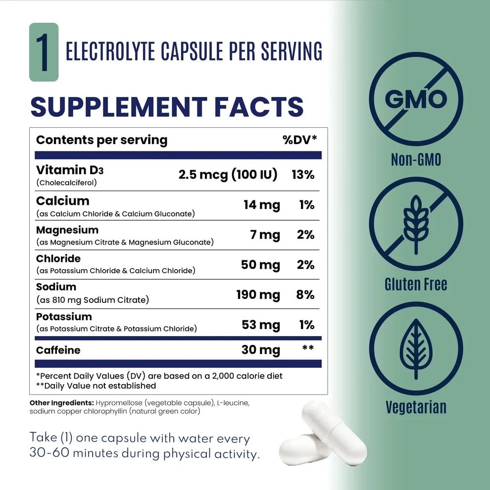 SaltStick Electrolyte + Caffeine Capsules - 100 Caps - image 2