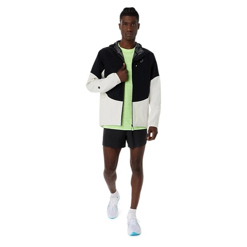 Asics MetaRun Legend Mens Running Jacket - Cream/Performance Black - image 5