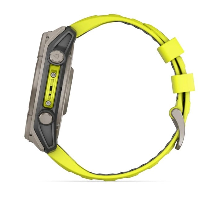 Garmin Fenix 8 Solar 51mm Sapphire Edition Titanium Watch - Amp Yellow/Graphite Silicone Band - image 8