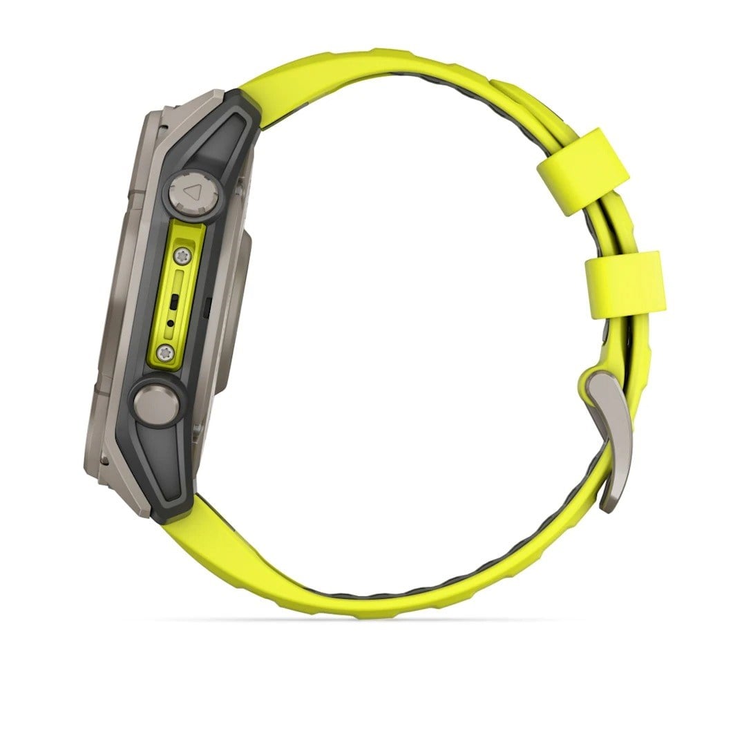 Garmin Fenix 8 Solar 51mm Sapphire Edition Titanium Watch - Amp Yellow/Graphite Silicone Band - image 8