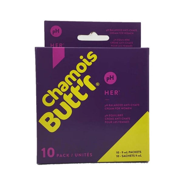 Chamois Buttr Her - Non-Greasy Cycling Lubricant & Chamois Cream - 10 pk of 9ml Sachet