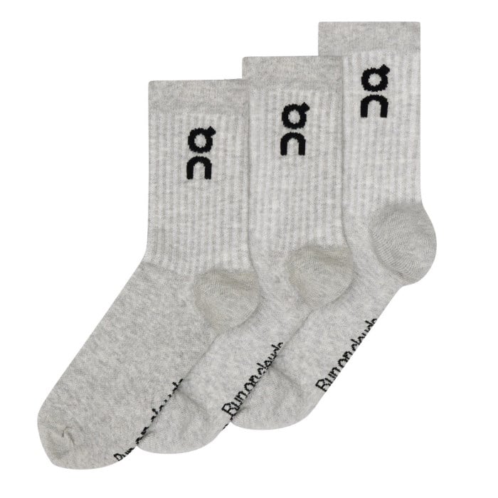 On Running Crew Logo Sock High - 3 Pack - Heather Gray