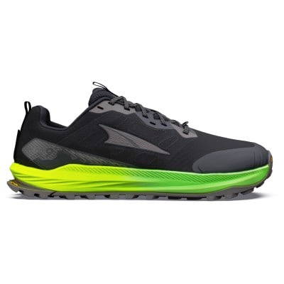 Altra Lone Peak 9+ - Mens Trail Running Shoes - Black Dark Gull Gray/Green Gecko