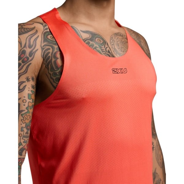 2XU Mens Light Speed Tech Singlet - Ember/Black Reflective