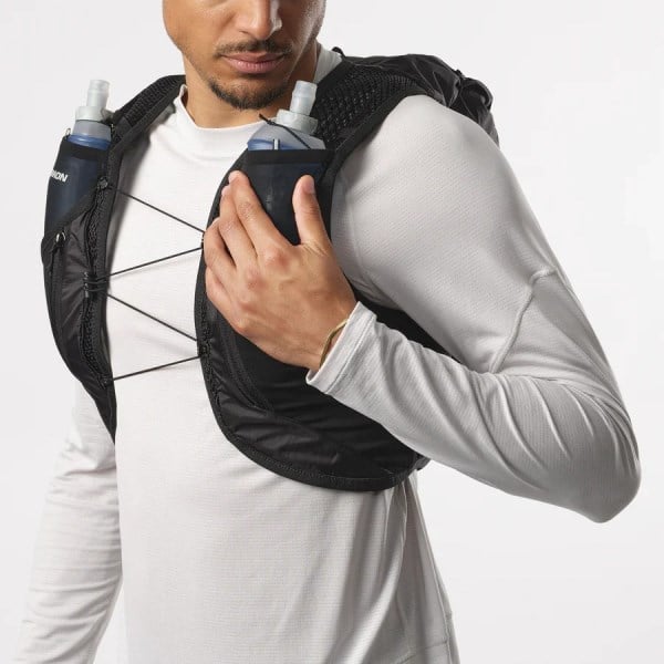 Salomon Active Skin 12 Set Hydration Vest + Flasks - Black/Metal