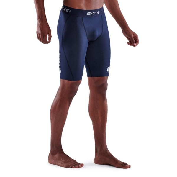 Skins Series-1 Mens Compression Half Tights - Navy Blue