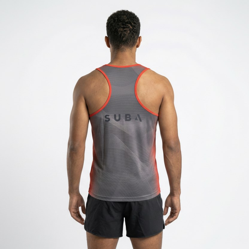 SUB4 Drylyte Pro Racerback Singlet - Grey/Red