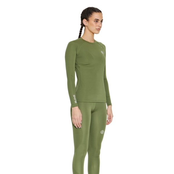 Skins Series-2 Womens Compression Long Sleeve Top - Khaki