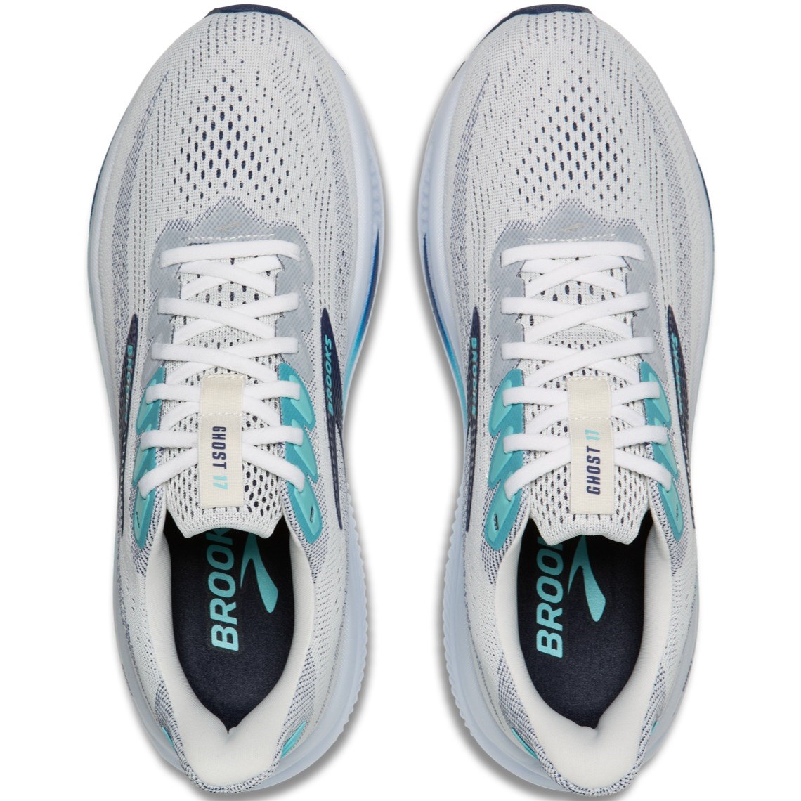 Brooks Ghost 17 - Mens Running Shoes - White/Beacon Blue/Ipane