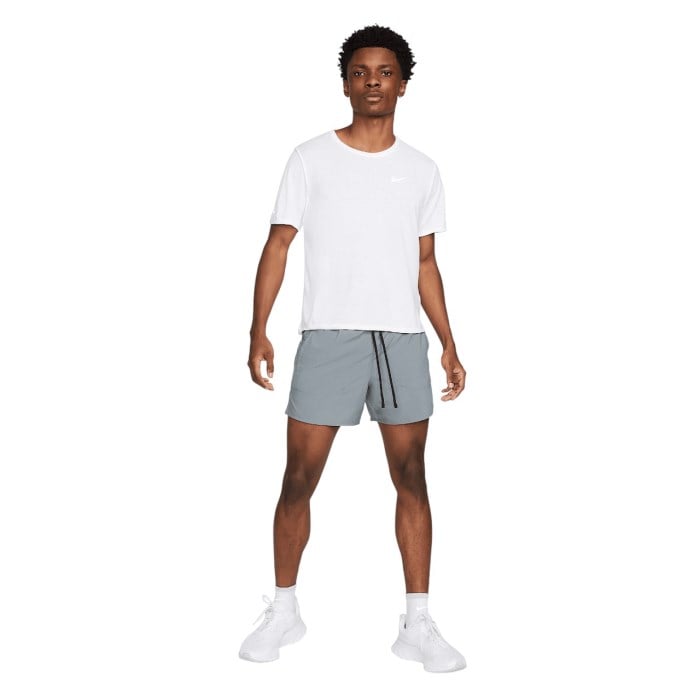 Nike Dri-Fit Stride 5 Inch Brief-Lined Mens Running Shorts - Smoke Grey/Black/Reflective Silver