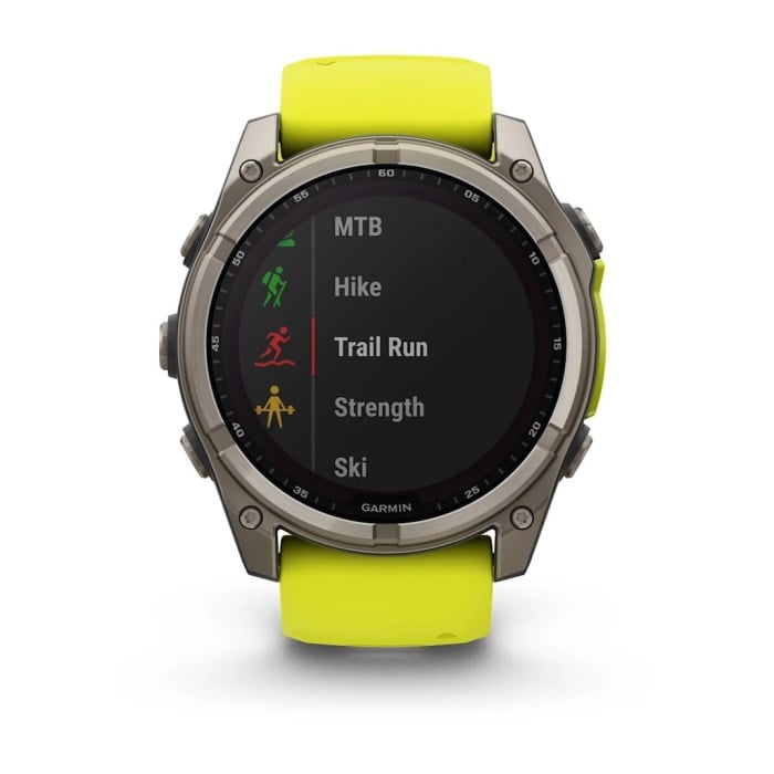 Garmin Fenix 8 Solar 51mm Sapphire Edition Titanium Watch - Amp Yellow/Graphite Silicone Band - image 11