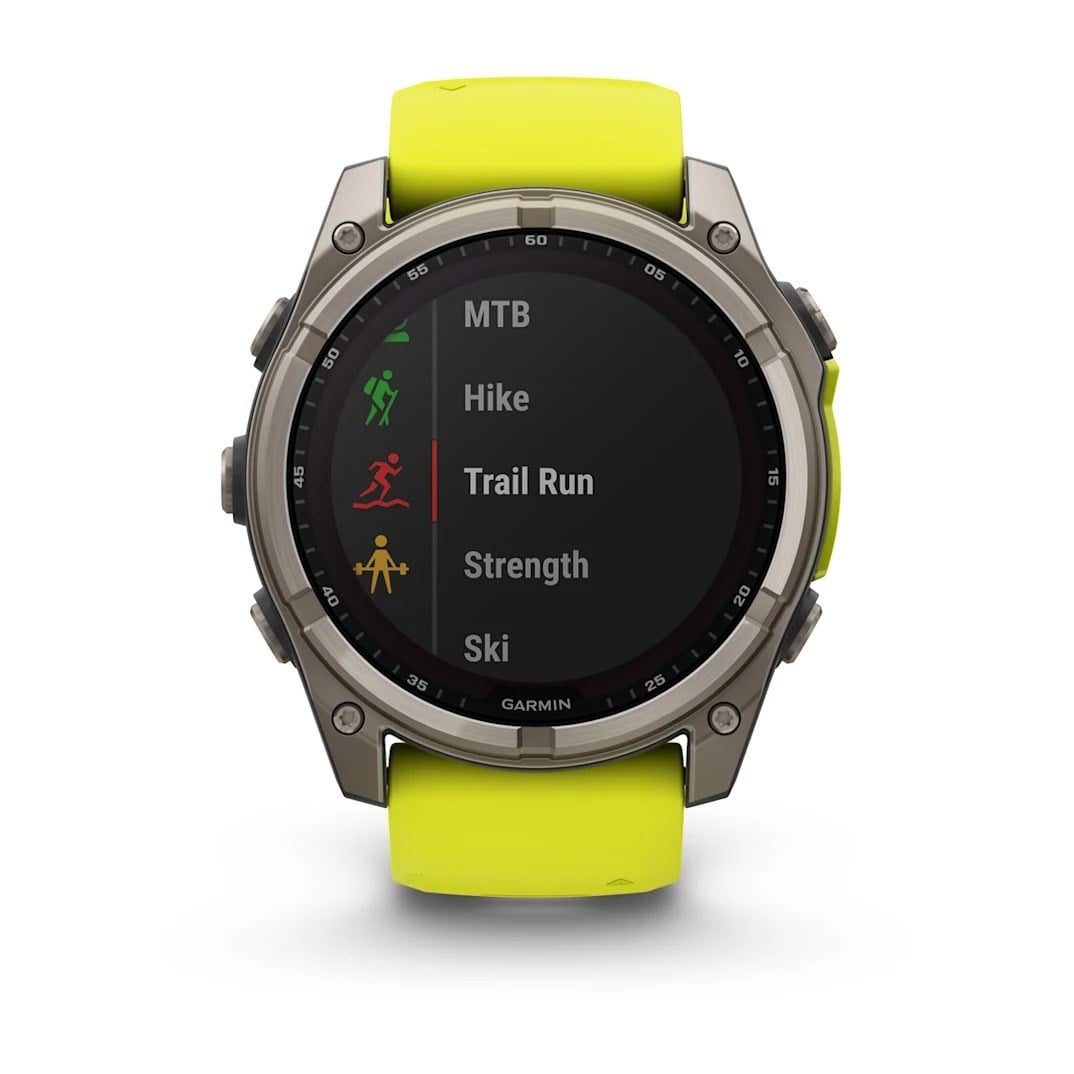 Garmin Fenix 8 Solar 51mm Sapphire Edition Titanium Watch - Amp Yellow/Graphite Silicone Band - image 11