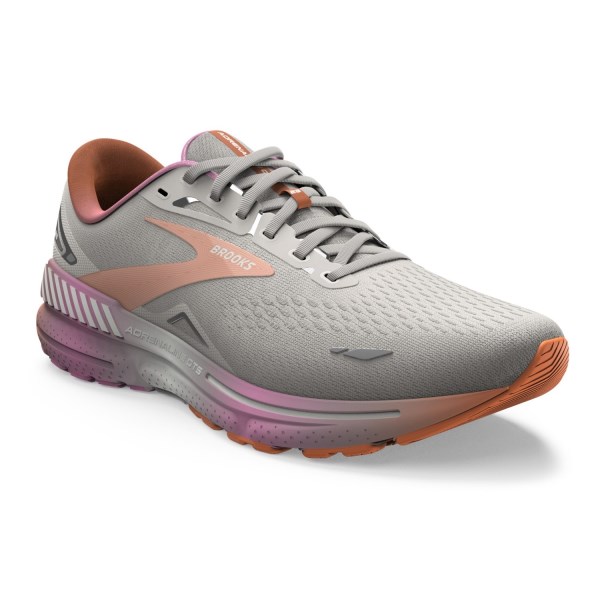 Brooks Adrenaline GTS 23 - Womens Running Shoes - White Sand/Sunset/Fuchsia