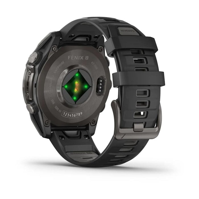 Garmin Fenix 8 47mm AMOLED Sapphire Edition Titanium Watch - Carbon Gray DLC Titanium with - Carbon Gray DLC Titanium with Black/Pebble Grey Silicone Band - image 5