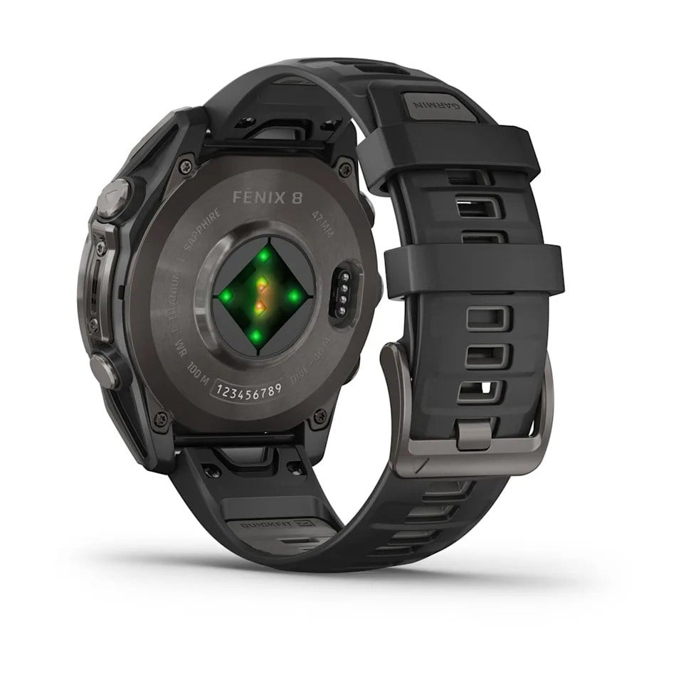 Garmin Fenix 8 47mm AMOLED Sapphire Edition Titanium Watch - Carbon Gray DLC Titanium with - Carbon Gray DLC Titanium with Black/Pebble Grey Silicone Band - image 5