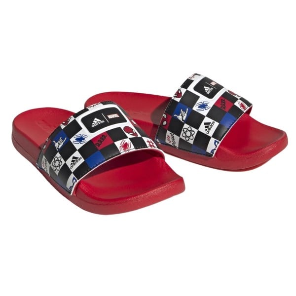 adidas Adilette Comfort Spiderman- Kids Slides - Core Black/Cloud White/Better Scarlet
