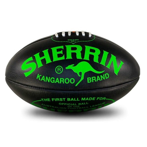Sherrin Designer Training Leather Football - Size 5 - Fluoro Black/Green