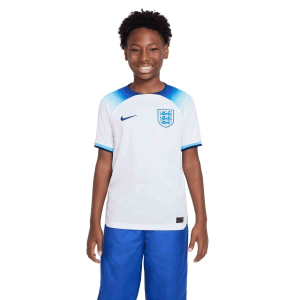 Nike England 2022/23 Stadium Home Kids Soccer Jersey - White/Blue Fury/Blue Void