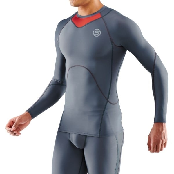 Skins Series-3 Mens Compression Long Sleeve Top - Charcoal