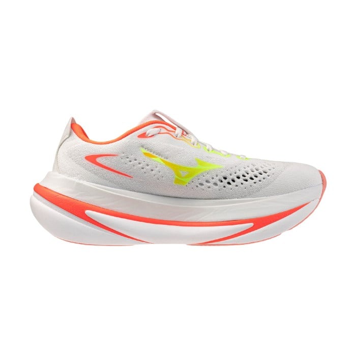 Mizuno Wave Sky Prime - Womens Running Shoes - GF White/Lime Pulp/Lava Orange - image 3
