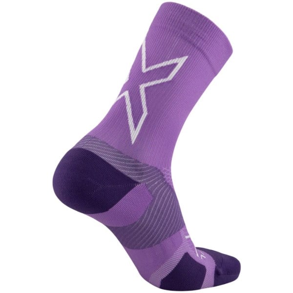 2XU Vectr Light Cushion Crew Running Socks - Thistle/White